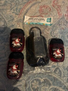 🆕 Black Hand Sanitizer Bottle & Holder with Clip and 3 hand sanitizers
